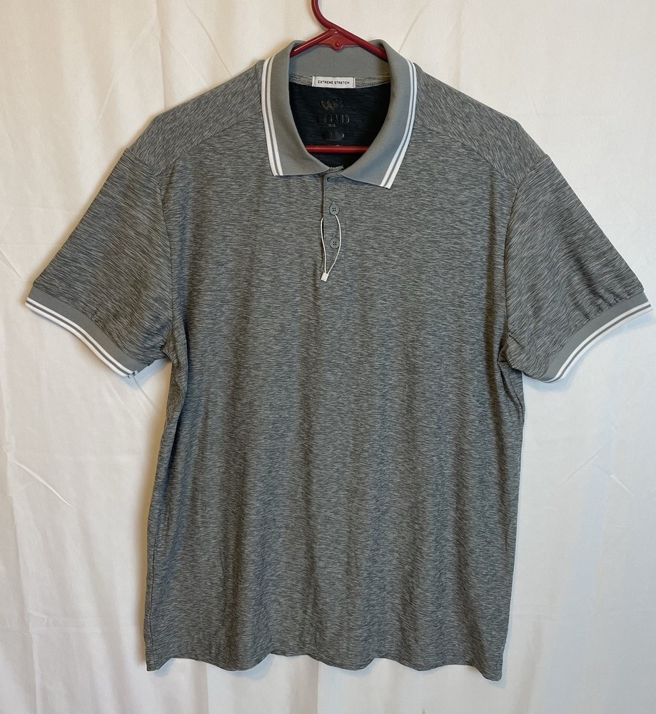LEG3ND Men’s Athletic Performance Extreme Stretch Golf Polo Quick Dry L Gray