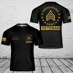 Custom Name US Army E-5 Sergeant Veteran T-Shirt 3D