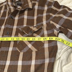 Eddie Bauer Men’s Flannel Shirt Brown Plaid, Long Sleeve, Classic Fit, Size L