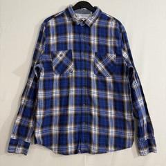 SVRN Sovereign Code Mens Shirt Medium Blue Plaid Flannel Button Up
