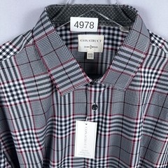 Con.Struct Plaid Button-Down Shirt Size XXXL Burgundy Checkered Pattern Was $79.