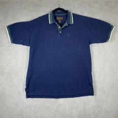 Browning Mens Polo Shirt Large Cotton Blue Preppy Vintage Gussets Comfort Golfer