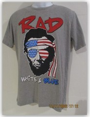 MAD Engine RAD White & Blue USA Flag T-shirt Men’s GRAY Biker Hippie Crewneck