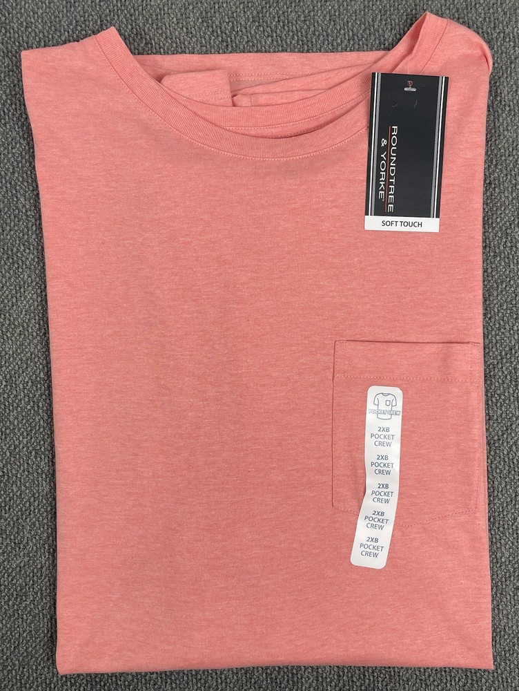 Roundtree & Yorke Soft Touch Peach Men’s 2XB Pocket Crew NWT