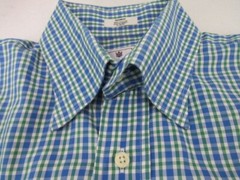 Peter Millar Tailor Fit Size M Blue Check Hidden Button Down Cotton Shirt Plaid