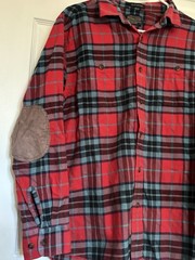 Pendleton Red Plaid Flannel Long Sleeve Shirt Elbow Patches Hawthorne Men L