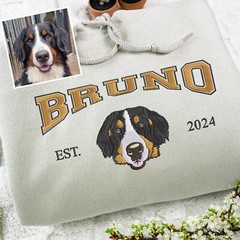Pet Embroidered Sweatshirt Using Photo Custom Dog Shirt Embroidered Cat Crewneck