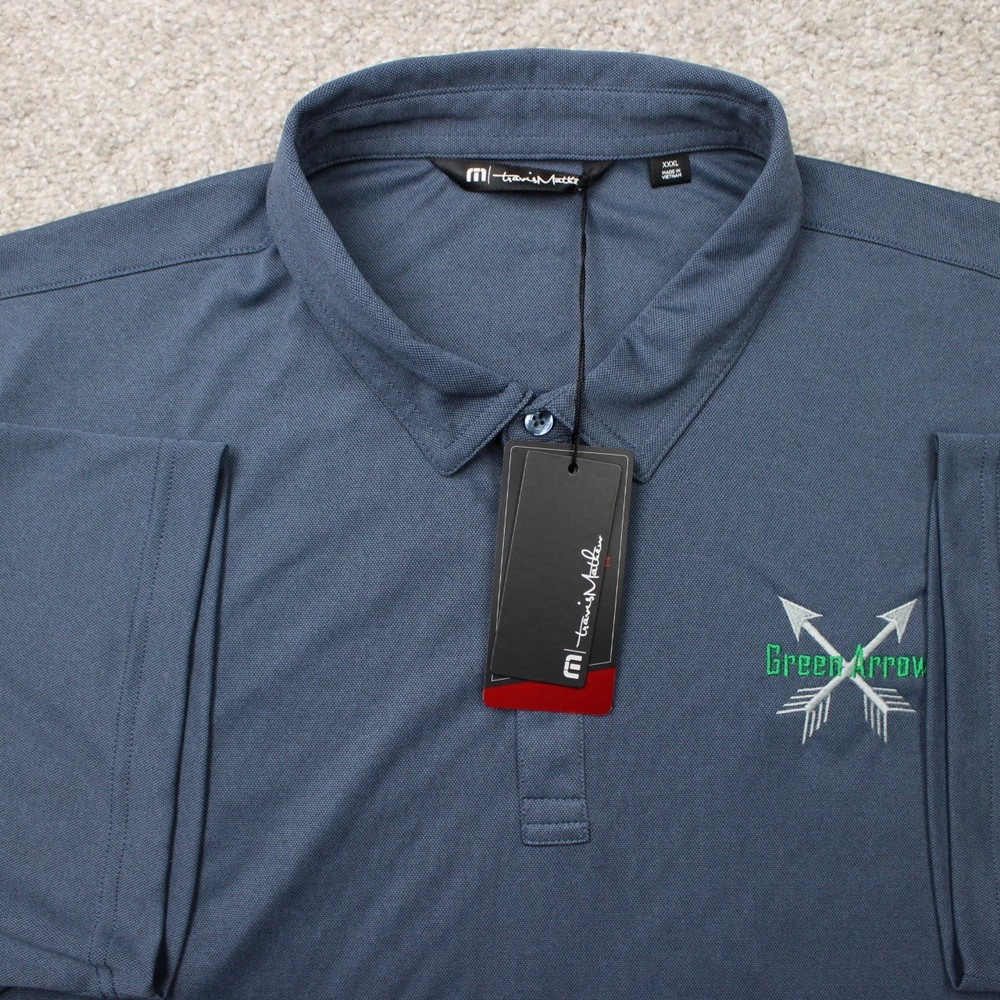 Travis Mathew Polo Shirt NWT Mens 3XL Blue Prestige Pure Performance Golf S/S