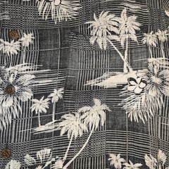 Caribbean Mens XLT Hawaiian Shirt Button Up Short Sleeve Shirt Black/White/Gray