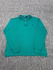 Vtg Polo Ralph Lauren Shirt Men Large Teal Long Sleeve Classic Rugby Made In USA