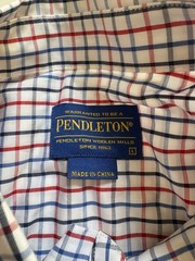 Pendleton Men’s Large Plaid Button Front Shirt Red Blue White Cotton L
