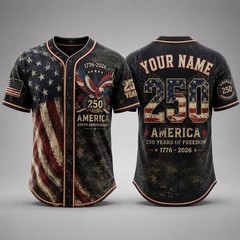 4th Of July America 250th Anniversary Patriotic Baseball Jersey USA Flag Men