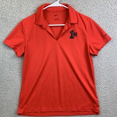 Nike 1NE Logo Mens Polo Polyster Shirt Red Sz Large Short Sleeve