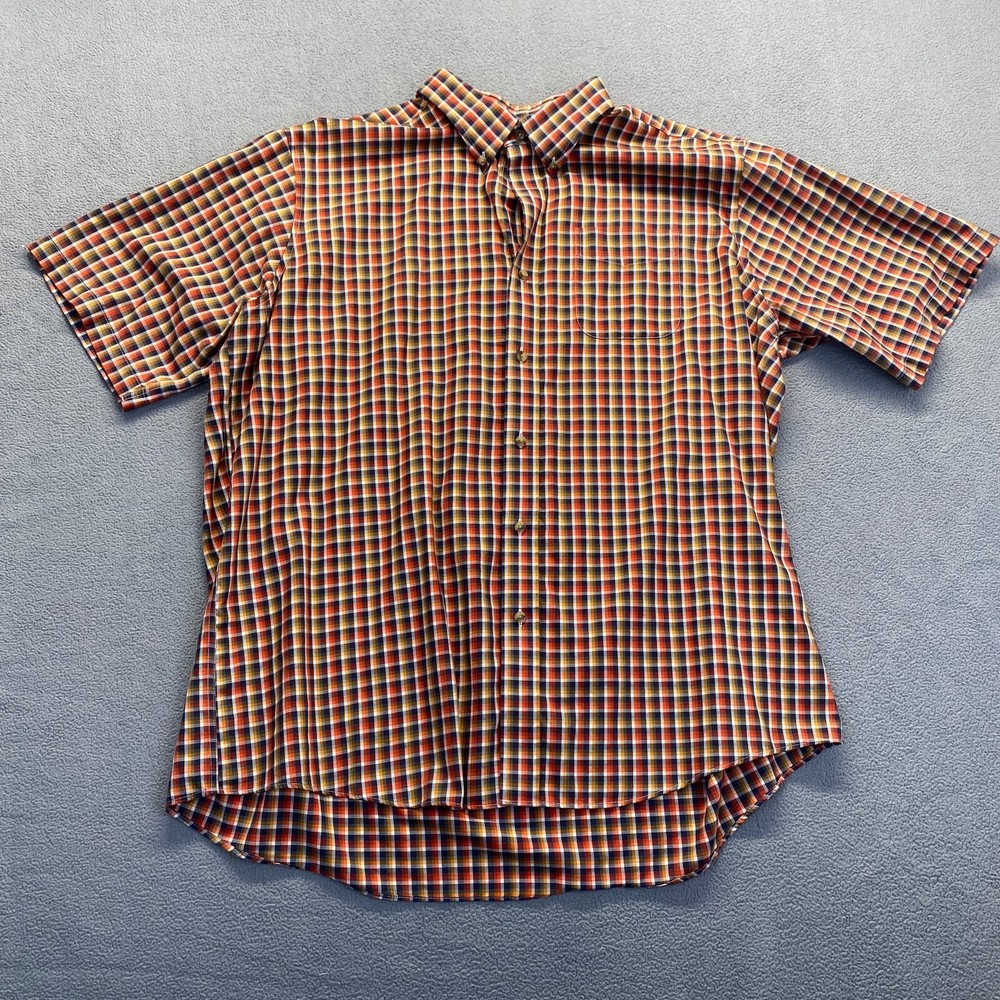 LL Bean Men’s Short Sleeve Button Down Shirt Size XXL Red Plaids & Checks,Pocket