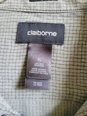 Claiborne Men’s 100% Silk Button-Down Olive Green Casual Comfortable Shirt Short