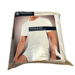 Stafford Essentials Men’s Crew Neck T-Shirt 4 Pack White Medium Cotton Blend
