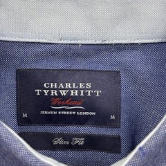 Charles Tyrwhitt Button Down M Blue Weekend Slim Fit Oxford Shirt Long Sleeve