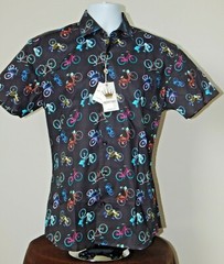 BERTIGO CROWN HENRY SHAPED FIT BUTTON DOWN COTTON BLACK SHIRT MEDIUM NWT