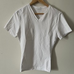 Spanx Men’s White Sculpt Compression Cotton Undershirt V-Neck Medium