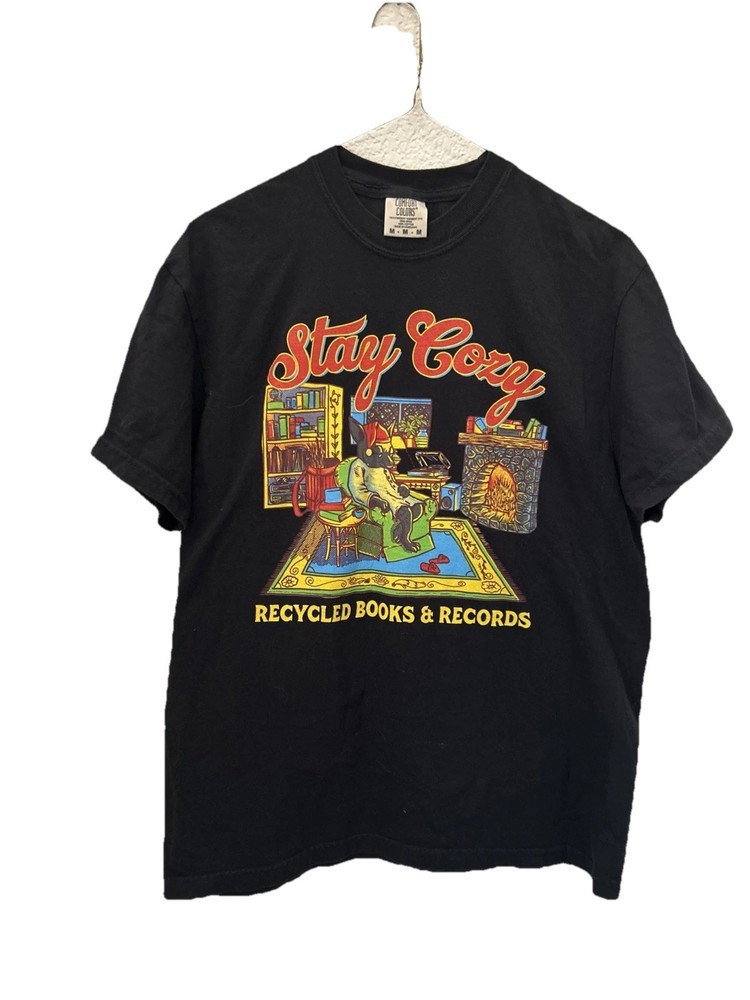 Tshirt Books Reading Bear Cute! Medium Comfort Colors “Recycled Books & Records”
