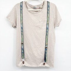 NWT Scotch & Soda Mens Piece Unique Suspender Acid Wash Pocket T-Shirt Size M