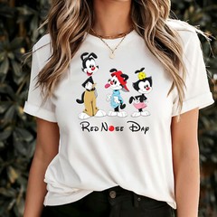 Red nose day 2025 tshirt uk , kids comic relief 2025 t-shirt , 3 Friend cartoon