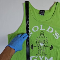 VTG 90s Y2K Official Gold’s Gym Lime Green XL Tank Top Muscle Shirt Bodybuilding