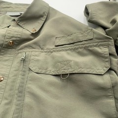 Quest Men L Green CoolMax Long Sleeve Fishing Shirt Utility Hiking Trail