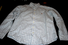 Ralph Lauren Classic Fit Small Button Down White/Black/Grey L/S Shirt-Preowned
