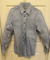 King Ranch Men’s L Blue Solid Long Sleeve Button-Up Shirt Pockets