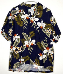 Two Palms Floral Camp Button Up Short Sleeve Shirt Medium Rayon Made In Hawaii