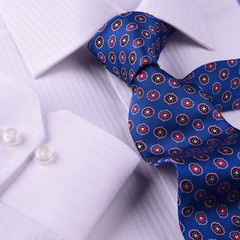 White Mini Stripe Herringbone With Blue Inner Linging For Professional Dress Ego