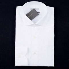 Boglioli Regular-Fit Solid White Poplin Cotton Dress Shirt 17 x 37 NWT