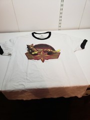 MARVEL Captain Marvel Goose Emblem Cat Graphic Ringer T-Shirt Mens Large