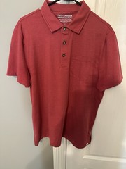 Fair Harbor Men’s Red Polo Shirt L Organic Cotton Recycled Polyester Pocket