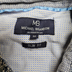 Michael Brandon Slim Fit Button Down Shirt Mens Medium Cotton Blue Floral Hawaii