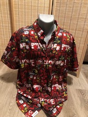 Marvel Comics Deadpool and Wolverine Superhero Button Up Shirt Red XL (H515)