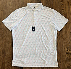 Johnnie O NWT Men’s Large Polo Shirt Pin Up White Drinks Featherweight NWT $110