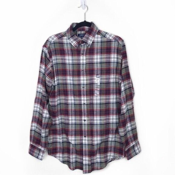Croft & Barrow Red Multicolor Plaid Flannel Button Down Shirt NWT Small