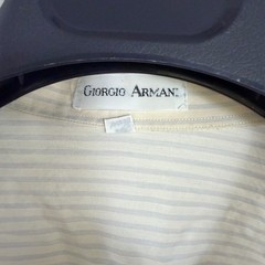 80’s Giorgio Armani Mens Pinstripe Button Down Shirt Cream 15 32/33
