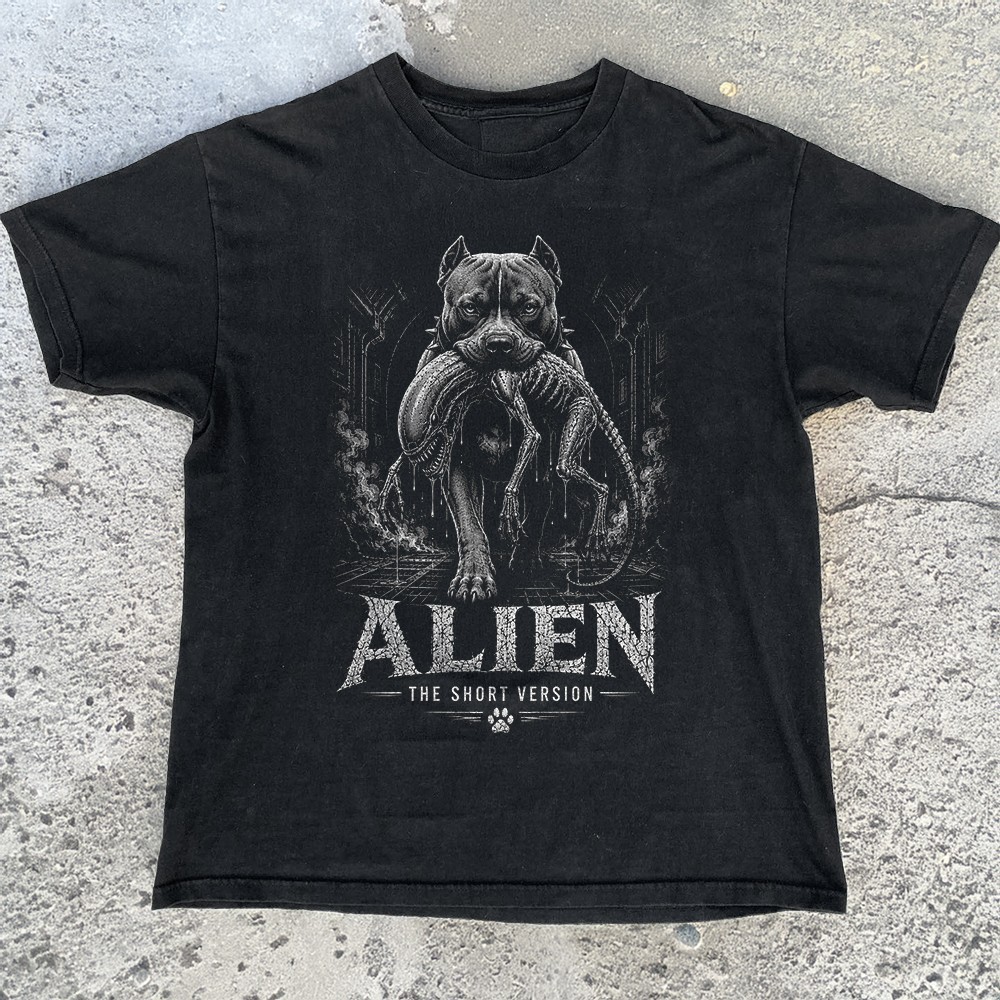 HOT! Funny Alien The Short Version Pitbull Unisex Cotton T-Shirt Size S-5XL