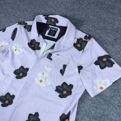 OLEU Originals Mens XL Purple Floral Short Sleeve Snap Button Up Stretch Shirt