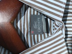 Lacoste Long Sleeve Button Down Vertical Striped Sz42 Large