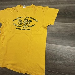 True Vintage 80s Notre Dame Shirt Mens Fits Small (L) Yellow Paper Thin Faded