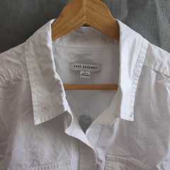 Free Assembly Men’s L White Solid Button-Up Shirt Long Sleeve Pockets