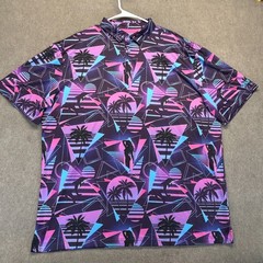 Lofty Llama Miami Slice Performance Polo Shirt Men’s 2XL Retro Vaporwave Golf
