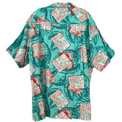 Ocean & Coast Men’s Hawaiian Shirt XL Green Button-Up S/Sleeve Marlin Palm Tree
