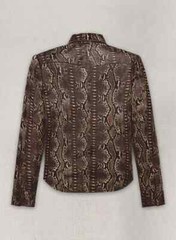 Classic Men’s Dark Brown Python Leather Shirt Real Lambskin Custom Made Shirt