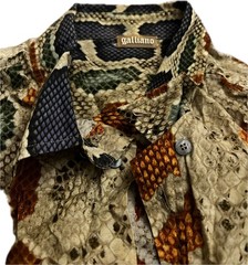 John Galliano 2000s Python Print Long Sleeve Shirt Shell Buttons Made In Italy