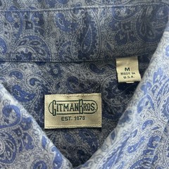 Gitman Bros Blue Paisley Button Down Shirt USA Cotton Men’s Medium Made USA